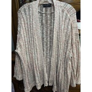 Lane Bryant Women's Light Weight Knitted Sweater 3/4 Sleeves 22/24 Pink White